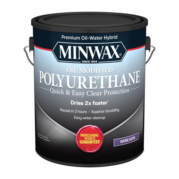 Minwax Water Based Oil-Modified Polyurethane, Warm Satin, Clear, 1 Gallon 710330000