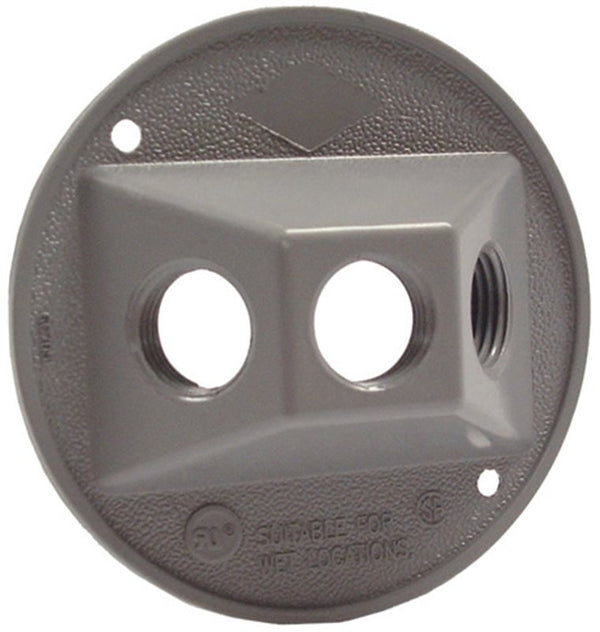 Hubbell Electrical Bell Outdoor 5197-5 4" Gray Triple Outlet Weatherproof Round Lampholder Covers
