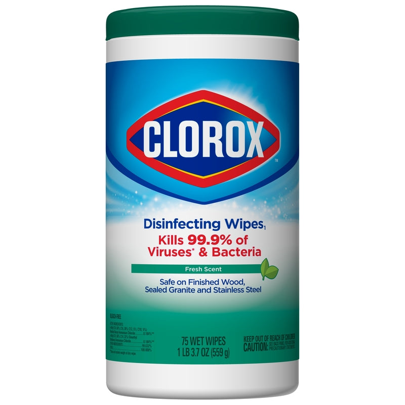 Disinfecting Wipes, Fresh Scent, 7 x 8, White, 75/Canister, 6 Canisters/Carton