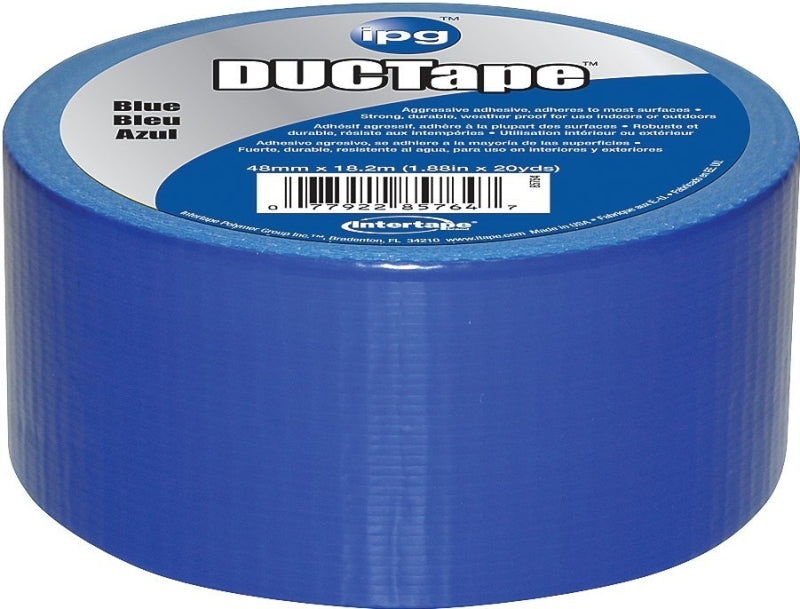IPG JobSite DUCTape, Colored Duct Tape, 1.88" x 20 yd, Blue (Single Roll)