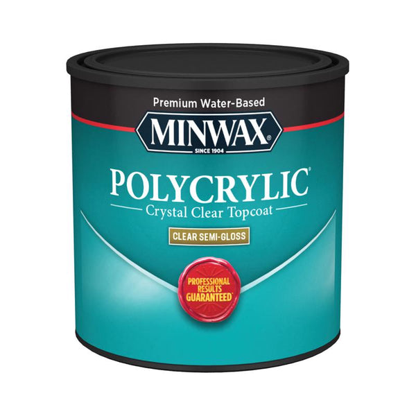 1/2 pt Minwax 24444 Clear Polycrylic Water-Based Protective Finish Semi-Gloss 244444444