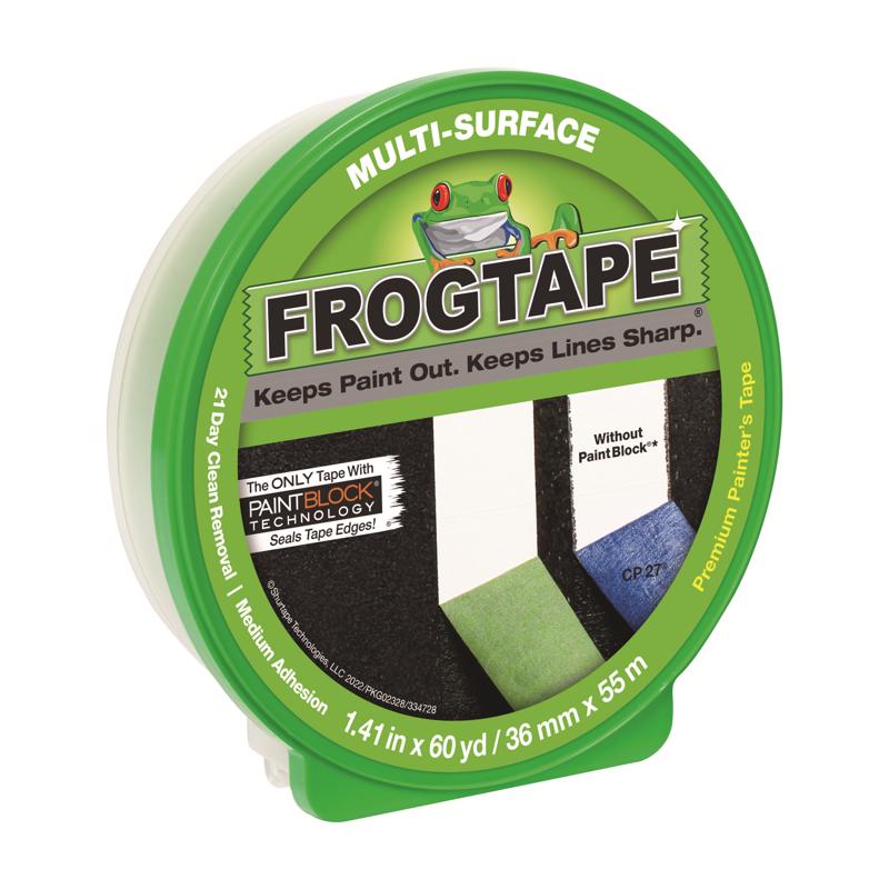 FROGTAPE 1358465 Multi-Surface Painter's Tape with PAINTBLOCK, Medium Adhesion, 1.41" Wide x 60 Yards Long, Green