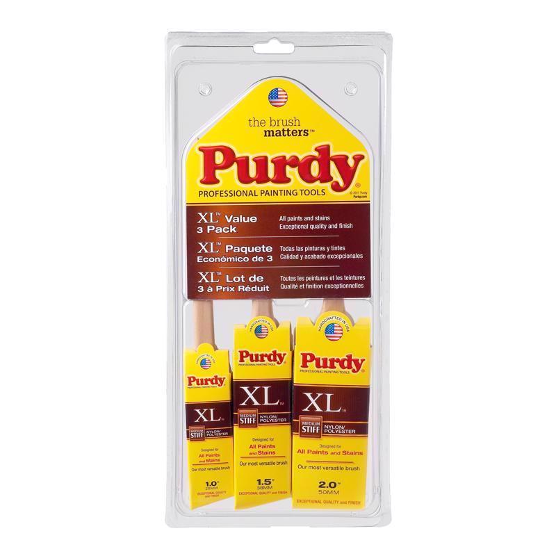 Purdy XL 1, 1-1/2 and 2 in. W Assorted Polyester Paint Brush Set
