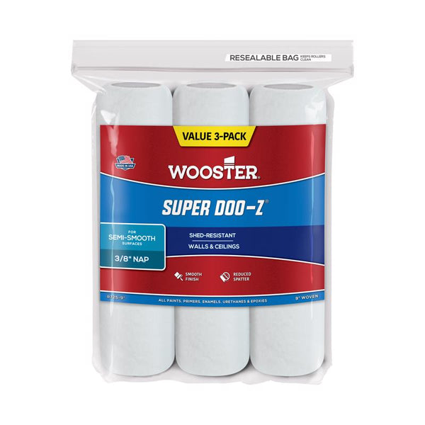 Wooster Brush R725-9 Super Doo-Z Roller Cover, 3/8-Inch Nap, 3-Pack, 9-Inch
