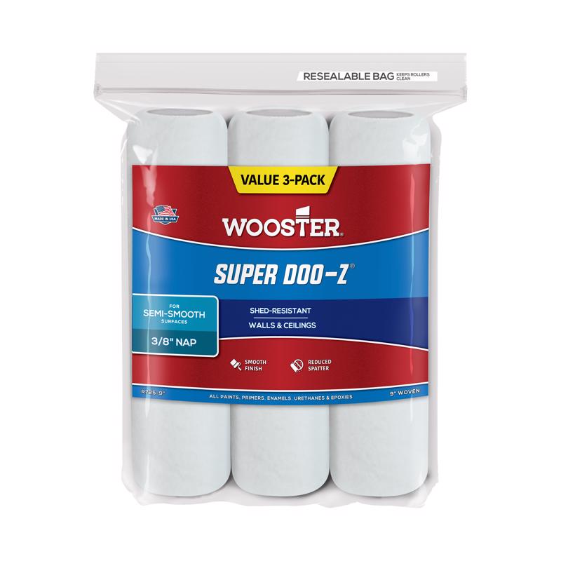 Wooster Brush R725-9 Super Doo-Z Roller Cover, 3/8-Inch Nap, 3-Pack, 9-Inch