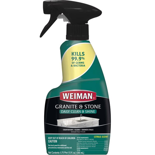 Weiman Granite Cleaner and Polish - 12 Fluid Ounce - Enhances Natural Color in Granite Quartz Marble Soap Stone and More 78