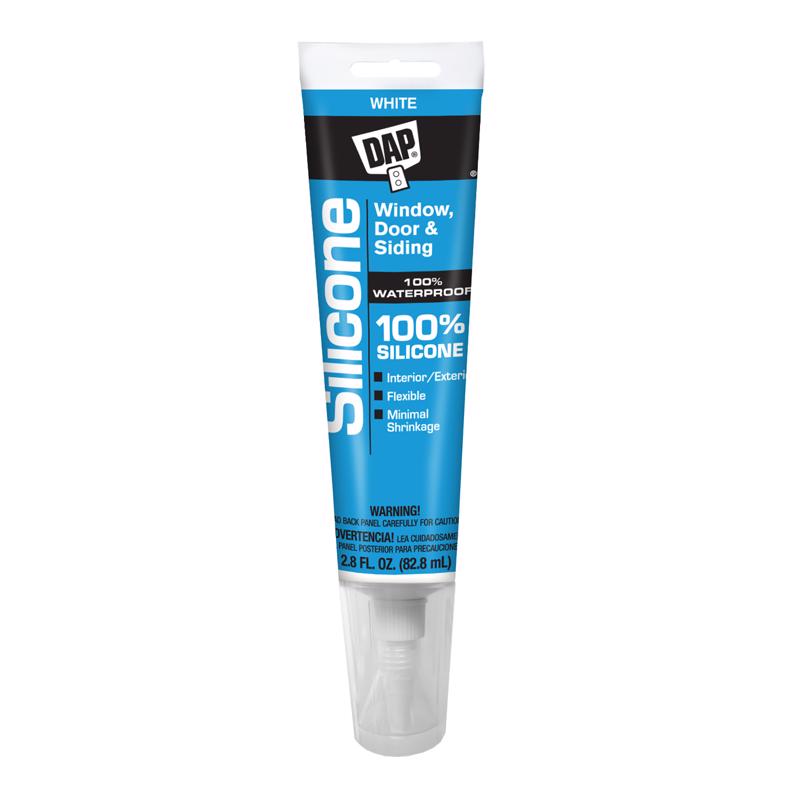 DAP 100% Silicone Rubber Window, Door, and Siding Sealant, White 2.8 Oz (7079800752)
