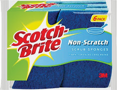 Scotch-Brite Zero Scratch Scrub Sponge, 6 Kitchen Sponges for Cleaning Around the Home, Bathroom & More, Scratch-free Dish Scrubber, Multi-surface Safe, Best for Nonstick Pots and Pans 526