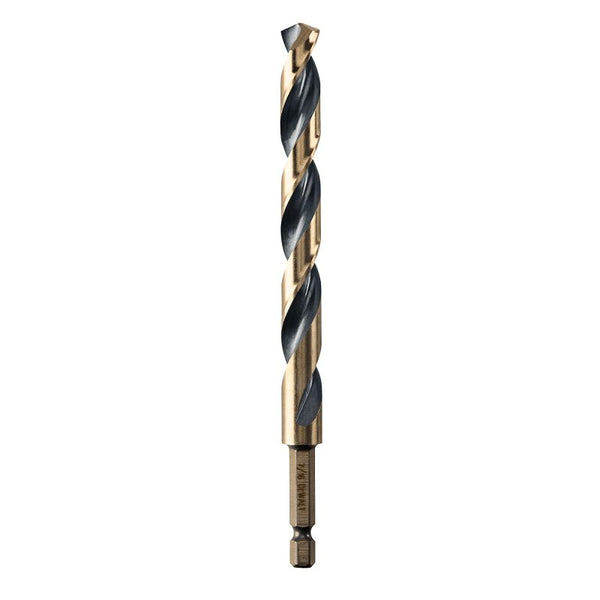 Dewalt DWA5028 7/16 in HSS hex shank drill bit, black and gold finish