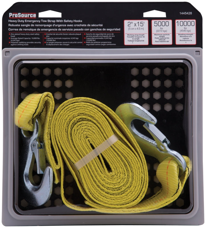 MINTCRAFT FH64061 ProSource Heavy Duty Emergency Tow Strap, 10000 Lb 15 Ft L X 2 in W, Polyester, 15'