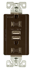 EATON TR7755RB-K-L Combination USB Charger with Tr Duplex Receptacle, Wire Leads, 12-14 Awg, 125 Vac, 15 A, Oil Rubber Bronze TR7755RB-KB-L