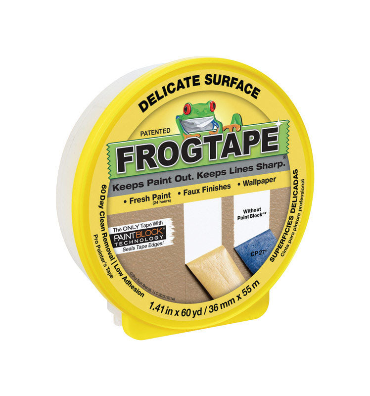 FROGTAPE Delicate Surface Multi-Use Painter's Tape with PAINTBLOCK, Low Adhesion, 1.41 inch width, Yellow (280221)