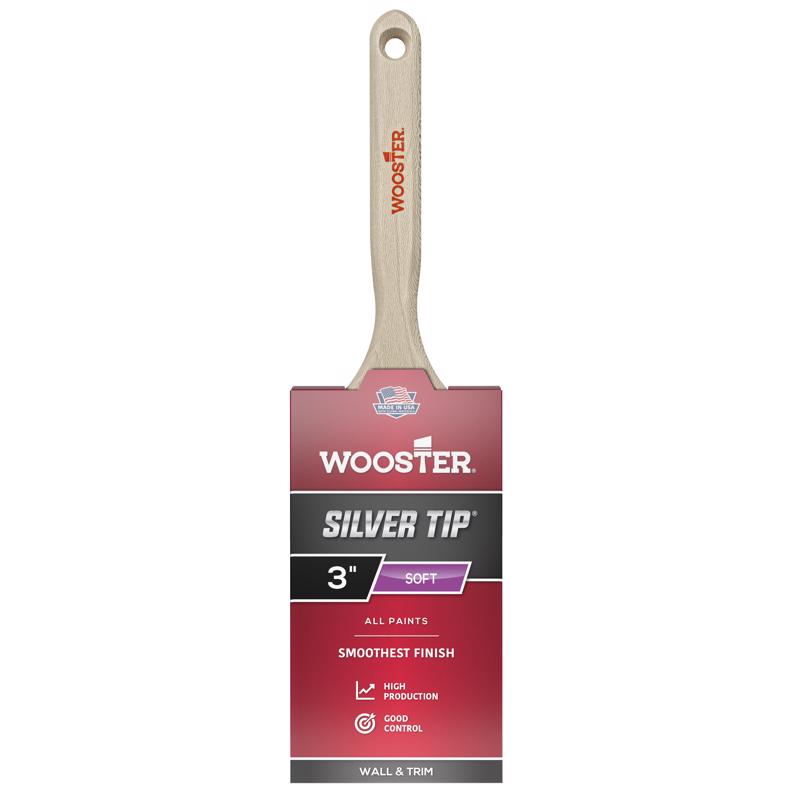 Wooster Silver Tip 3 in. W Flat Polyester Blend Paint Brush