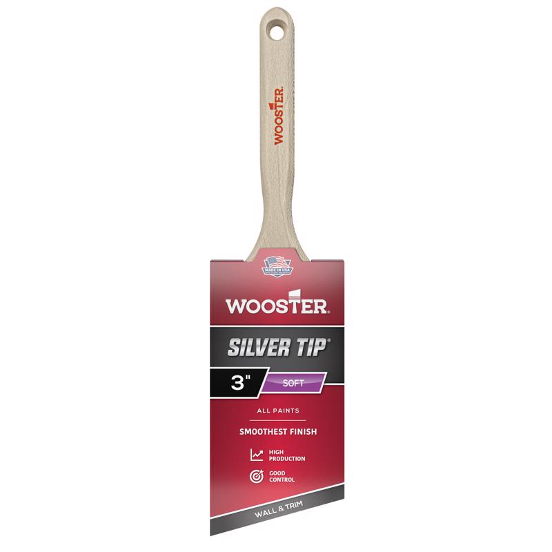 Wooster Brush 5221-3 Silver Tip Angle Sash Paintbrush, 3-Inch, 3 Inch