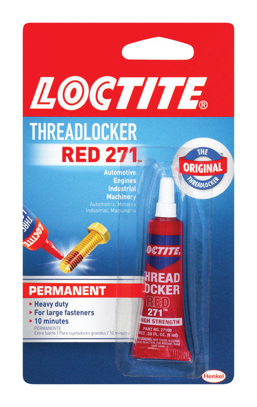 Loctite Threadlocker Red 271 - Permanent Thread Lock Glue for Nuts, Bolts, & Fasteners, High Strength Screw Glue to Prevent Loosening & Corrosion - 6 ml, 1 Pack
