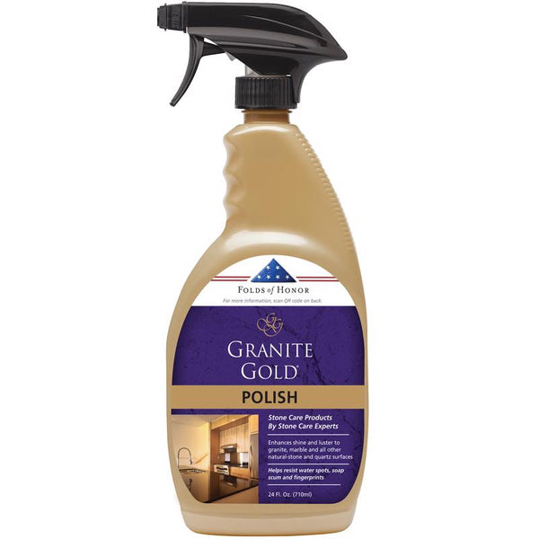Granite Gold Polish Spray, Streak-Free Shine for Granite, Quartz, Marble, Travertine, Natural Stone Countertops, 24 Fl Oz (Pack of 1) GG0033