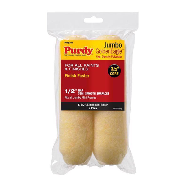 Purdy 140626023 Jumbo Mini Golden Eagle Roller Replacement, 2-Pack, 6-1/2 inch x 1/2 inch nap 14G626023