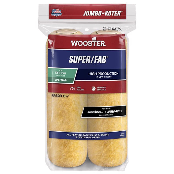 Wooster RR301-6 1/2 Brush RR301-6-1/2 Jumbo-Koter Super/Fab Roller 1/2-Inch Nap, 2-Pack, 6-1/2-Inch, 6.5 Inch, No Color