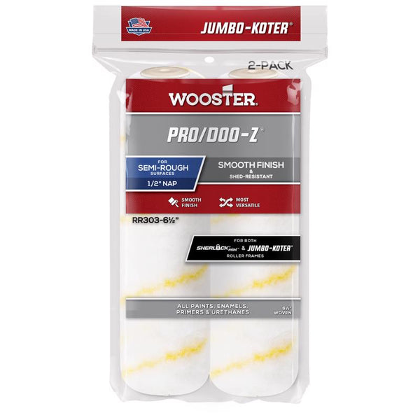 Wooster Brush RR303-6-1/2 Jumbo-Koter Pro/Doo-Z Roller 1/2-Inch Nap, 2-Pack, 6-1/2-Inch