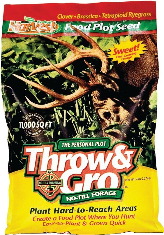 EVOLVED HARVEST Throw & Gro No-Till Forage for Deer - Easy-to-Plant Fast-Growing Food Plot Seeds, 5 Lbs 70505