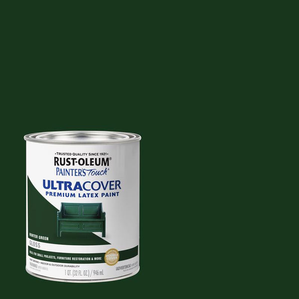 Rust-Oleum 1938502 Painter's Touch Latex Paint, Gloss Hunter Green, 1 Quarts (Pack of 1)