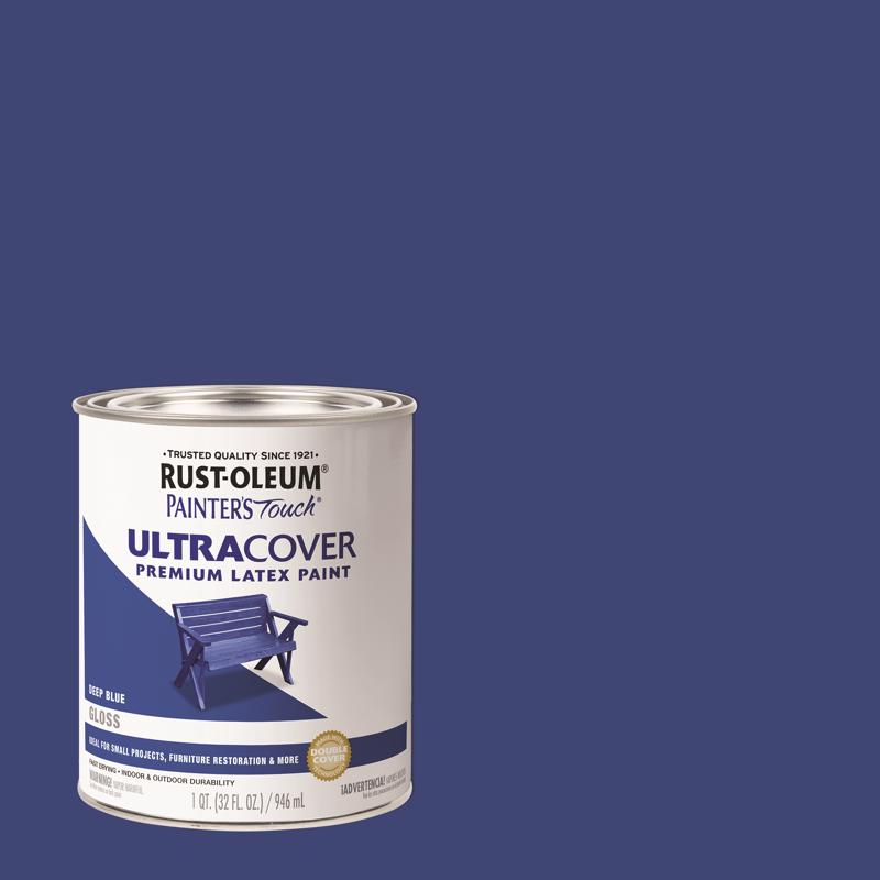 Rust-Oleum 224428T Brush 224428 Painter's Touch Latex Paint, Quart, Gloss Deep Blue, 1 (Pack of 1)