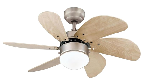 Westinghouse 7224000 Turbo Swirl Indoor Ceiling Fan with Light, 30 Inch, Brushed Nickel