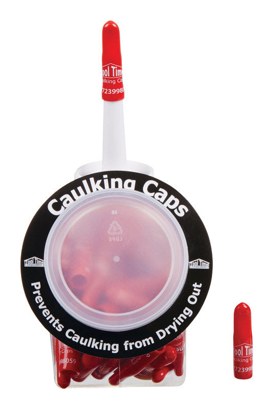 Tooltime Caulking Cap Vinyl Red (A) CC001 (75-Pack)