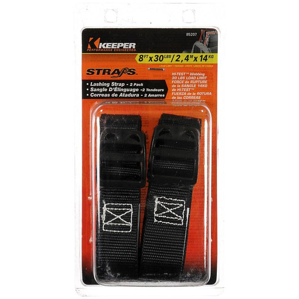 KEEPER 85207 8' x 1" Lashing Strap, 2 Pack