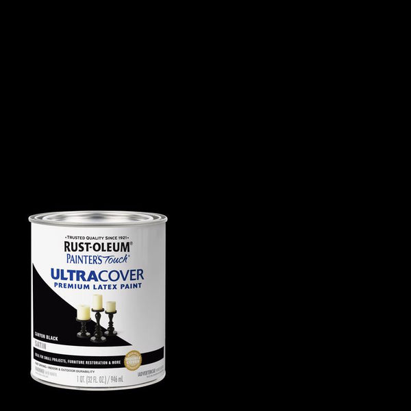 Rust-Oleum 1 qt 267332 Canyon Black Painters Touch 2X Ultra Cover Premium Latex Paint, Satin