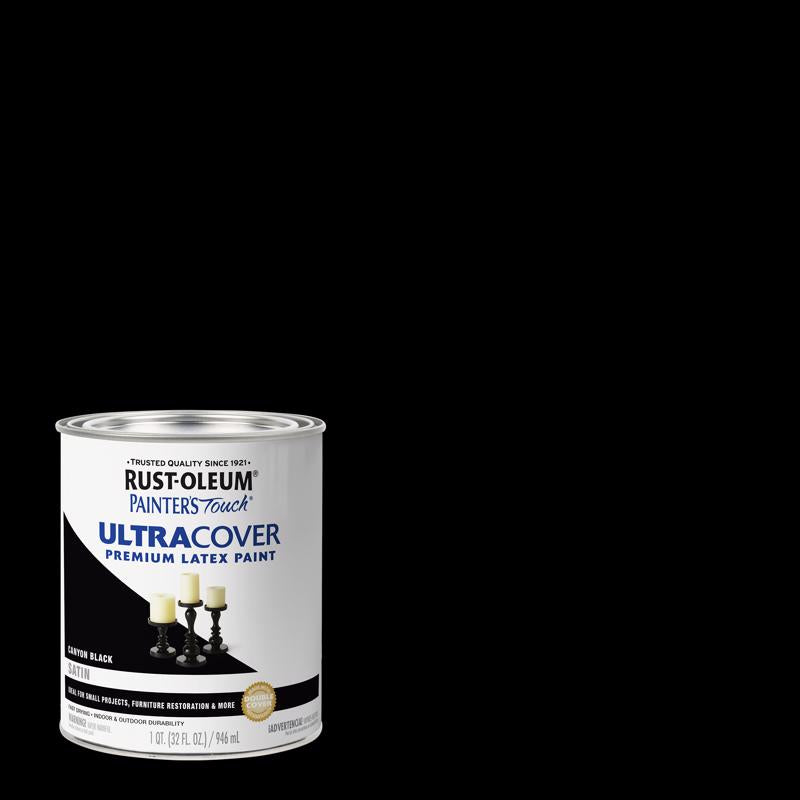Rust-Oleum 1 qt 267332 Canyon Black Painters Touch 2X Ultra Cover Premium Latex Paint, Satin