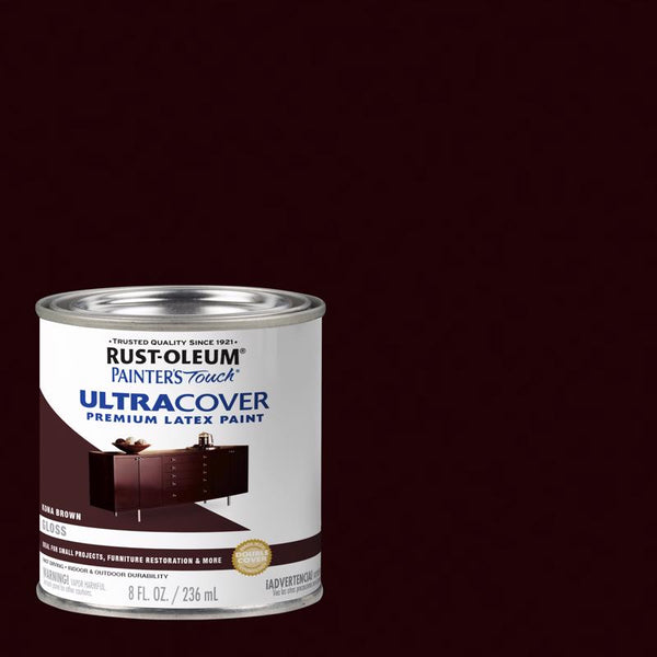 Rust-Oleum 1977730 Painter's Touch Latex Enamel Paint, Half Pint, Gloss Kona Brown, 8 Fl Oz (Pack of 1)