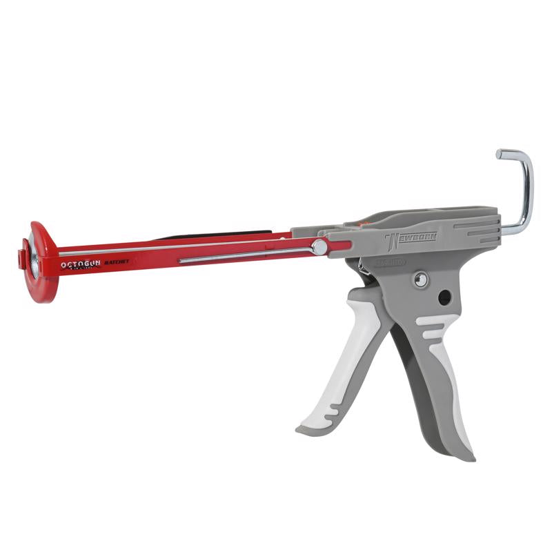 Newborn Octogun 289-HTD Drip-Free Ratchet Caulking Gun - HybridTech | Fits 1/10 Gallon Cartridge | 6:1 Thrust Ratio | Ratchet Rod Parallel Frame with Built-in Smoother Tool | Scraper & Plug Included