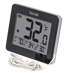 Taylor Wired Digital Indoor/Outdoor Thermometer with Easy-to-Read LED Display, Wired Probe Sensor for Home, Office, Greenhouse, Nursery, and Indoor Areas, White 1710