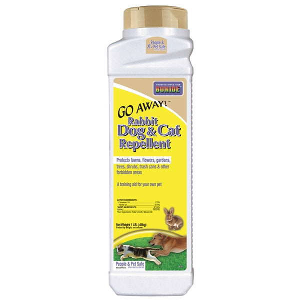 Bonide Go Away! Rabbit, Dog, & Cat Repellent Granules, 1 lb Ready-to-Use, Keep Dogs off Lawn, Garden, Mulch & Flower Beds 870