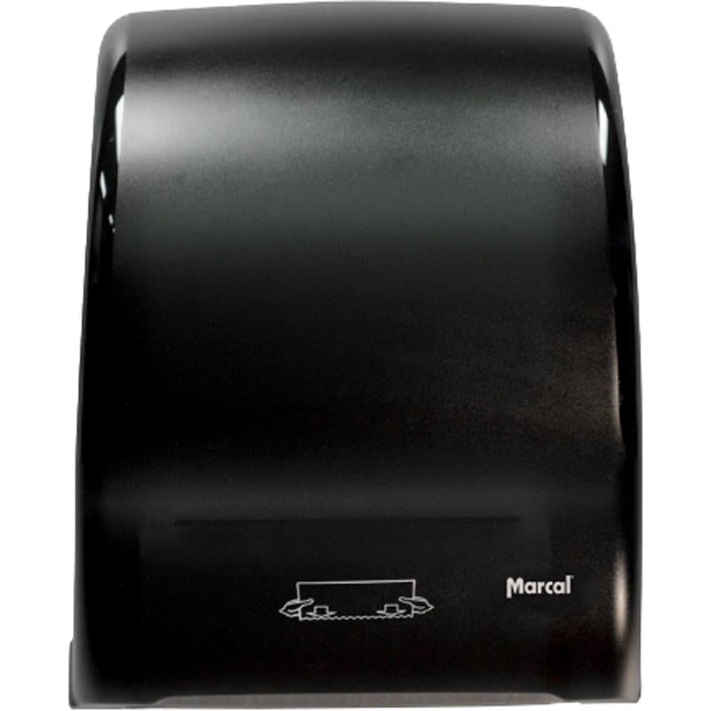 MARCAL 8897SC Dispenser 8'' Pull-Down Roll Towel Dispenser, Black, Reduced Tabbing to Reduce Waste, Sanitary & Hygienic, ADA Compliant, Low Pull Force, No Batteries to Replace