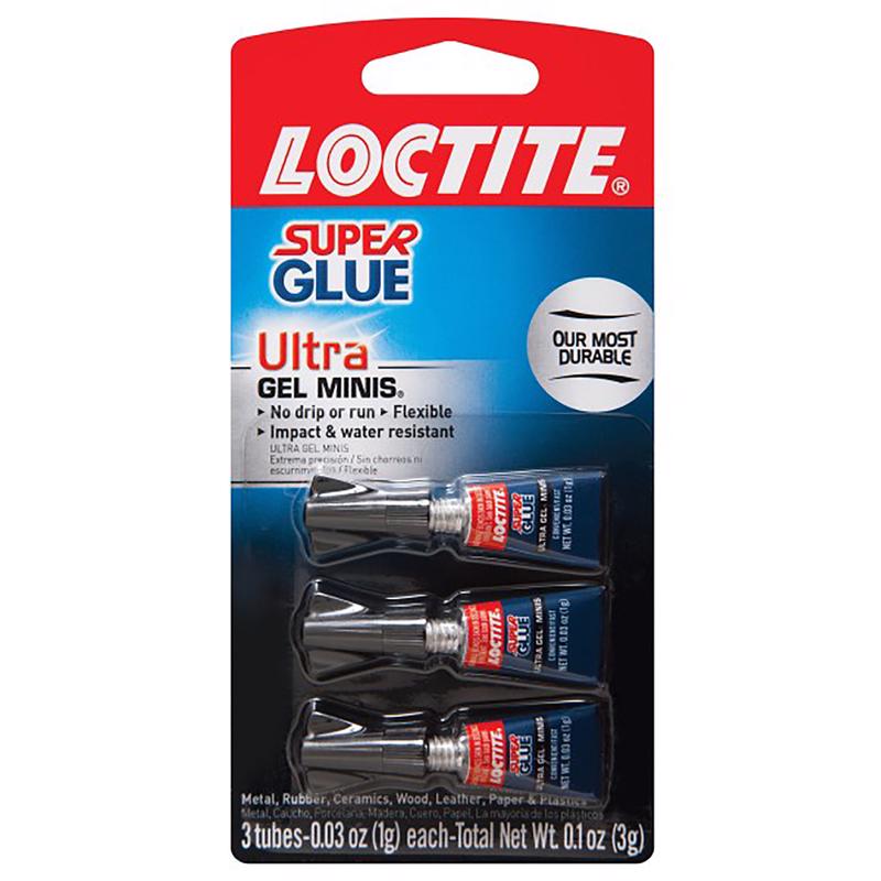 Loctite 1906107 Super Glue Ultra Gel Minis, Clear, 3-0.03 Oz. Squeeze Tubes Per, 1 Pack