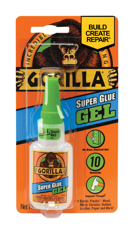 Gorilla Super Glue Gel, 15 Gram, Clear, (Pack of 1)