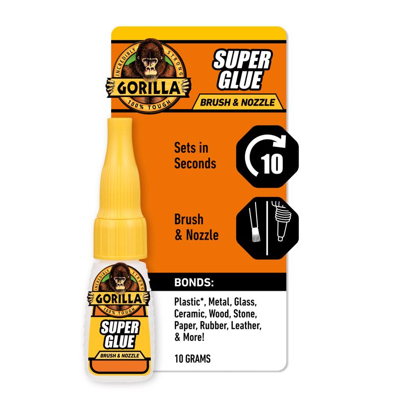 GORILLA Super Glue 2 Way BRUSH or NOZZLE High Strength Dries Clear .35oz 7500102