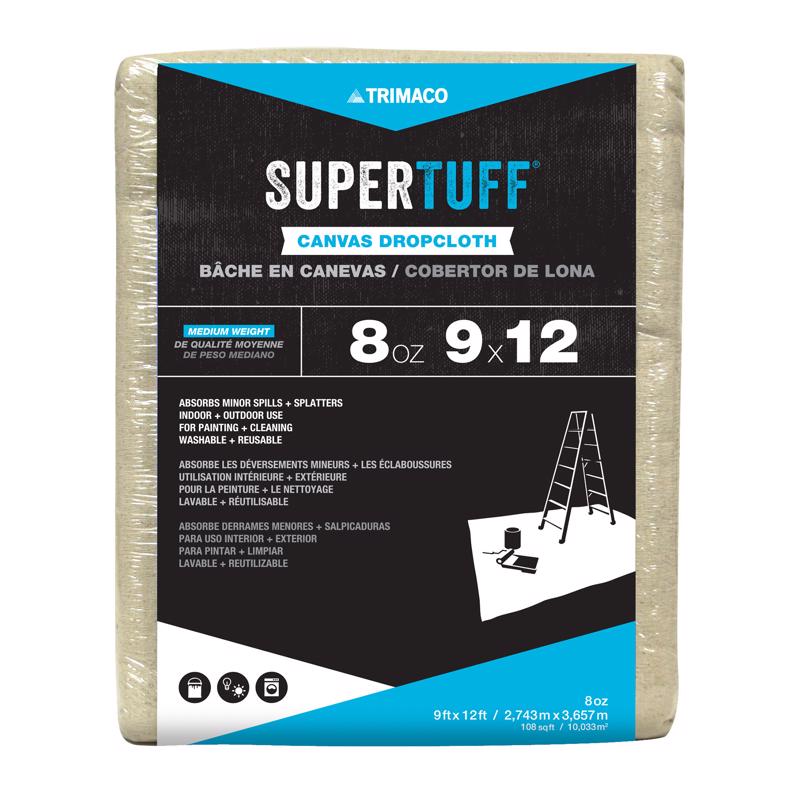 Trimaco 58901 9' X 12' 8Oz SuperTuff Heavyweight Canvas Drop Cloth