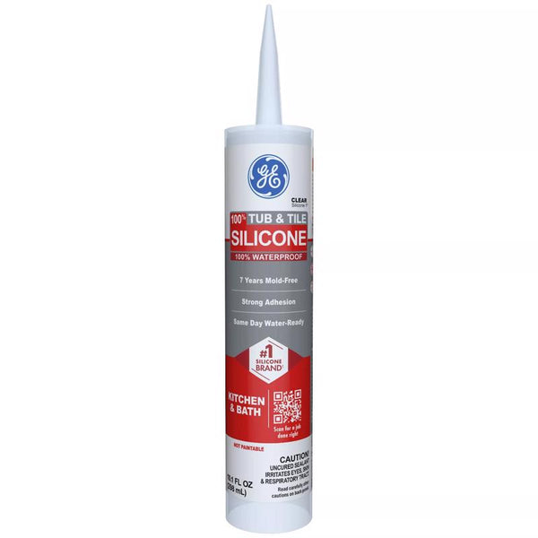 GE Sealants & Adhesives GE612 Tub & Tile Silicone 1 Sealant, 10.1oz, Clear 2749485