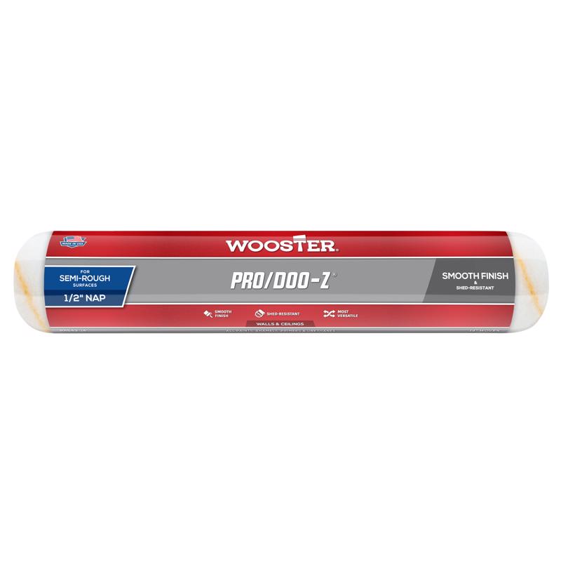 Wooster Brush RR643-14 Pro/Doo-Z Shed Resistant Paint Roller, 1/2 in Nap, 14 in L, Woven Fabric Cover, 14 Inch