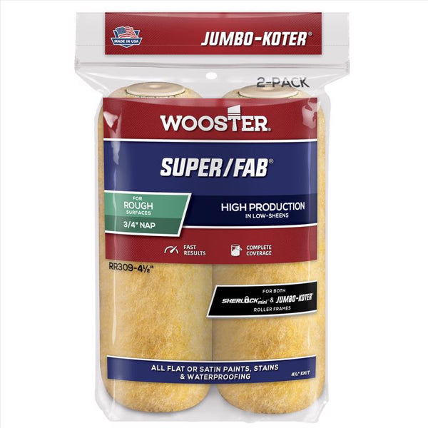 Wooster Brush RR309-4-1/2 Jumbo-Koter Super/Fab Roller 3/4-Inch Nap, 2-Pack, 4-1/2-Inch