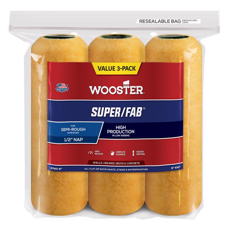 Wooster Brush R750-9 Super/Fab Roller Cover, 1/2-Inch Nap, 6-Pack , 9-Inch