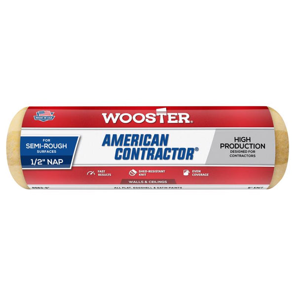 Wooster Brush R363-9 9-Inch American Contractor Roller with 1/2-Inch Nap, Side Stack R563-9