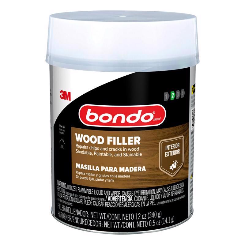 Bondo Home Solutions Wood Filler, Sandable in 15 min, 1.9 lbs with 1 oz Hardener