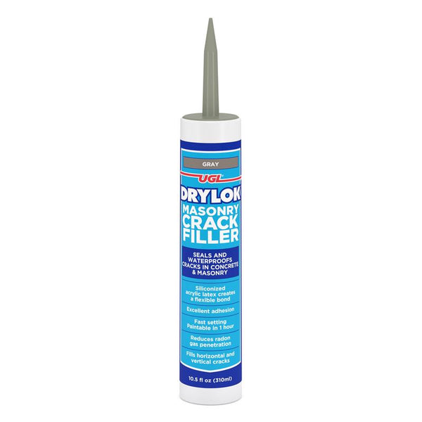 UGL - Drylok - Gray - Masonry Crack Filler Silicone Caulk - Seals and Waterproofs Cracks - Concrete & Masonry Adhesion - Indoor - Outdoor Latex Base - Sandy Texture, Paintable 10.5 fl. oz 30507