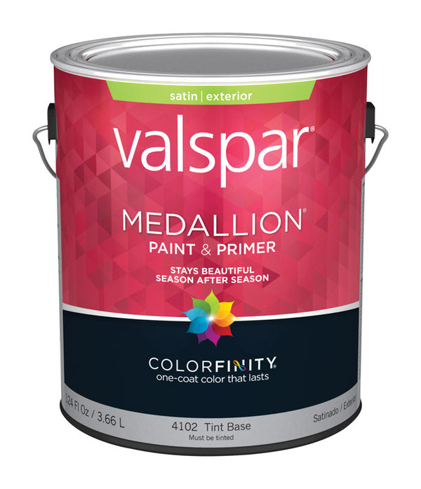 Valspar 26003 Tint Base Medallion Plus Exterior Paint & Primer, Satin, 1 Gallon 027.0004102.007