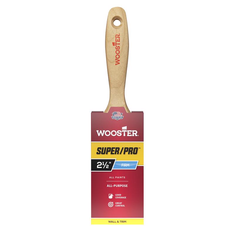 Wooster 912-0J41020024 Brush J4102-2-1/2 Super/Pro Badger Flat Sash Paintbrush, 2-1/2-Inch, 2.5 Inch, Gold