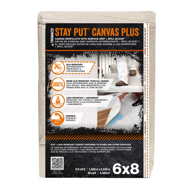 Trimaco Stay Put 6 ft. W x 8 ft. L Canvas Drop Cloth 1 pk